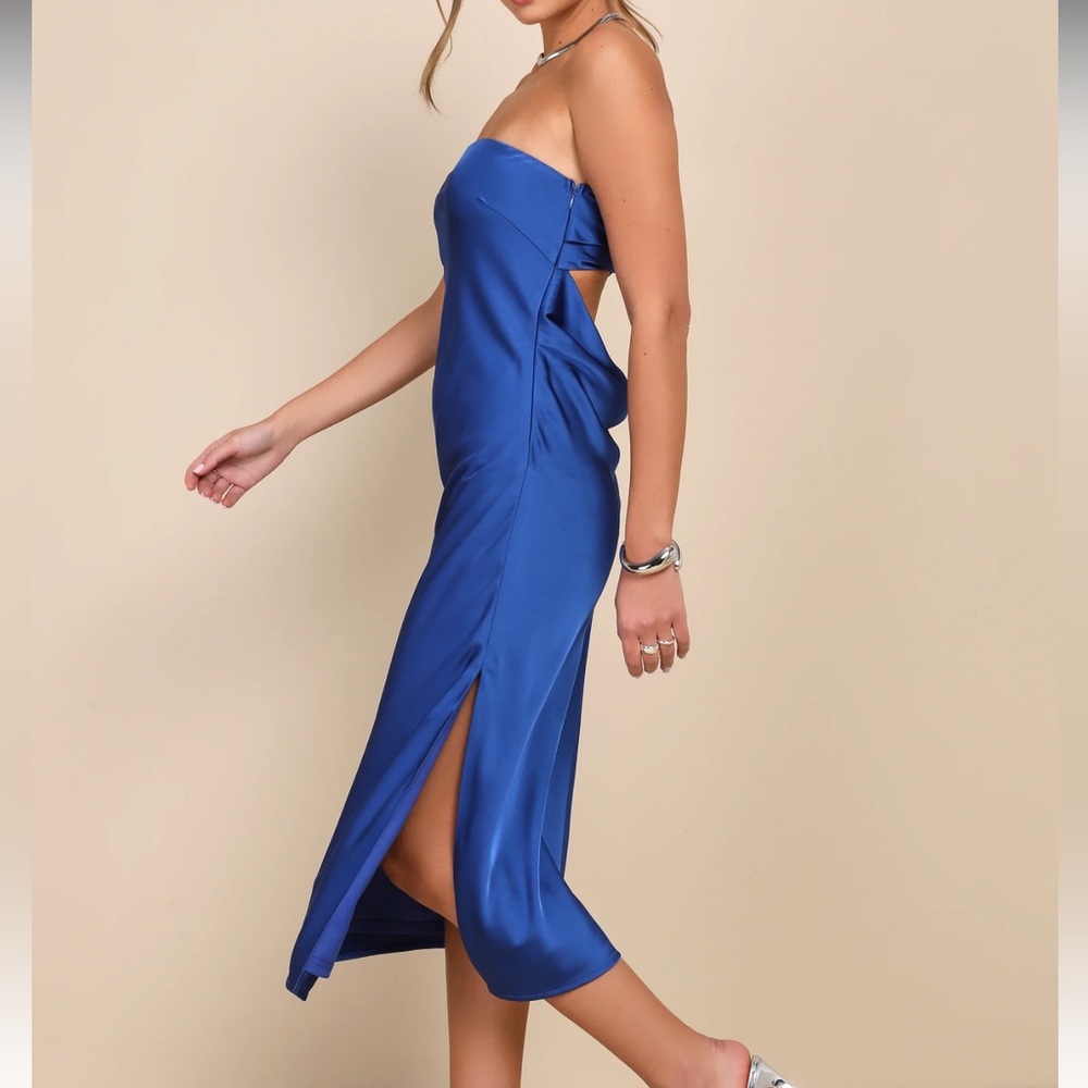 Lulu's Effortless Bliss Strapless Cowl Back Midi Dress | NWT